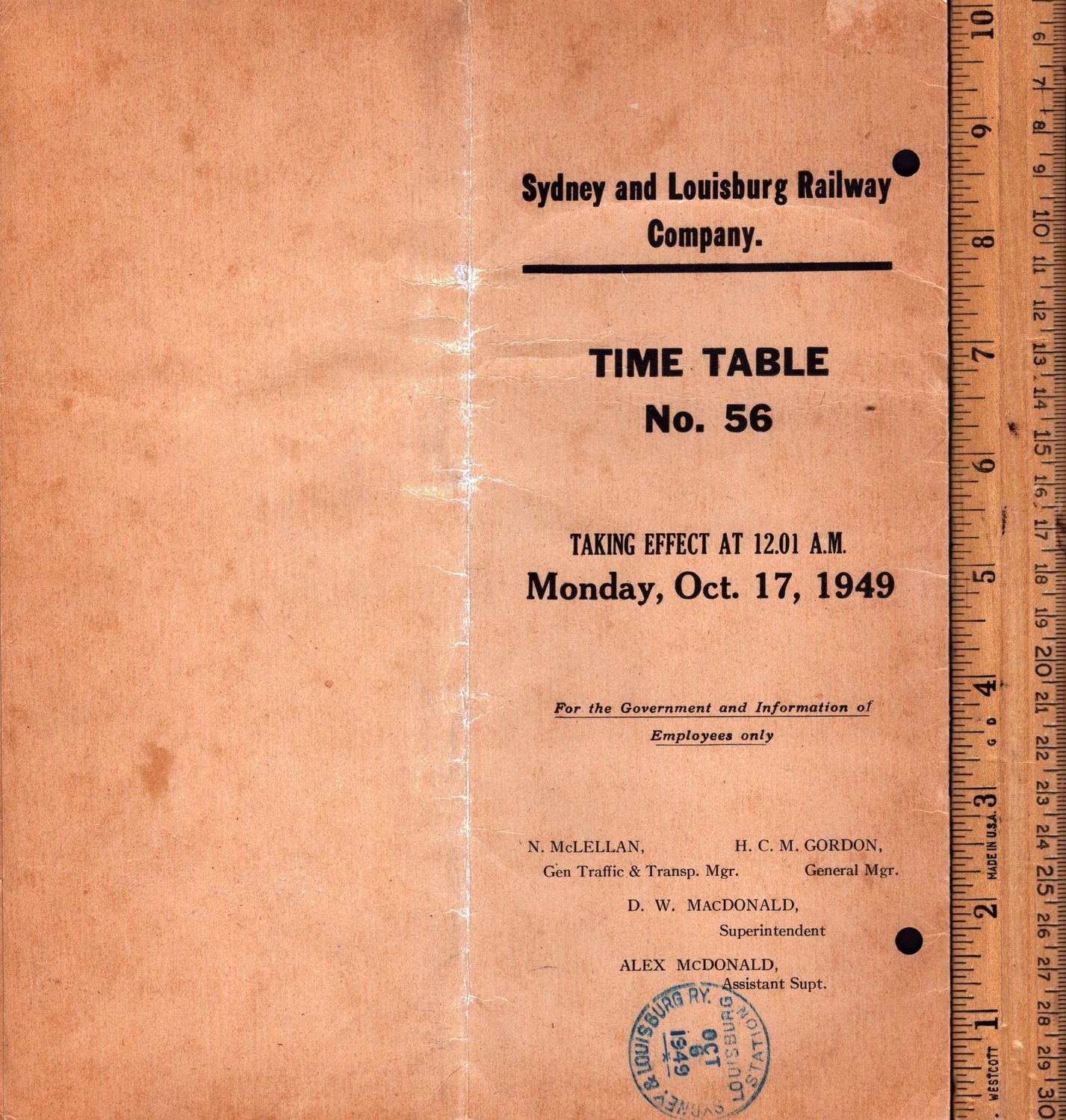Sydney and Louisburg Railway 1949
