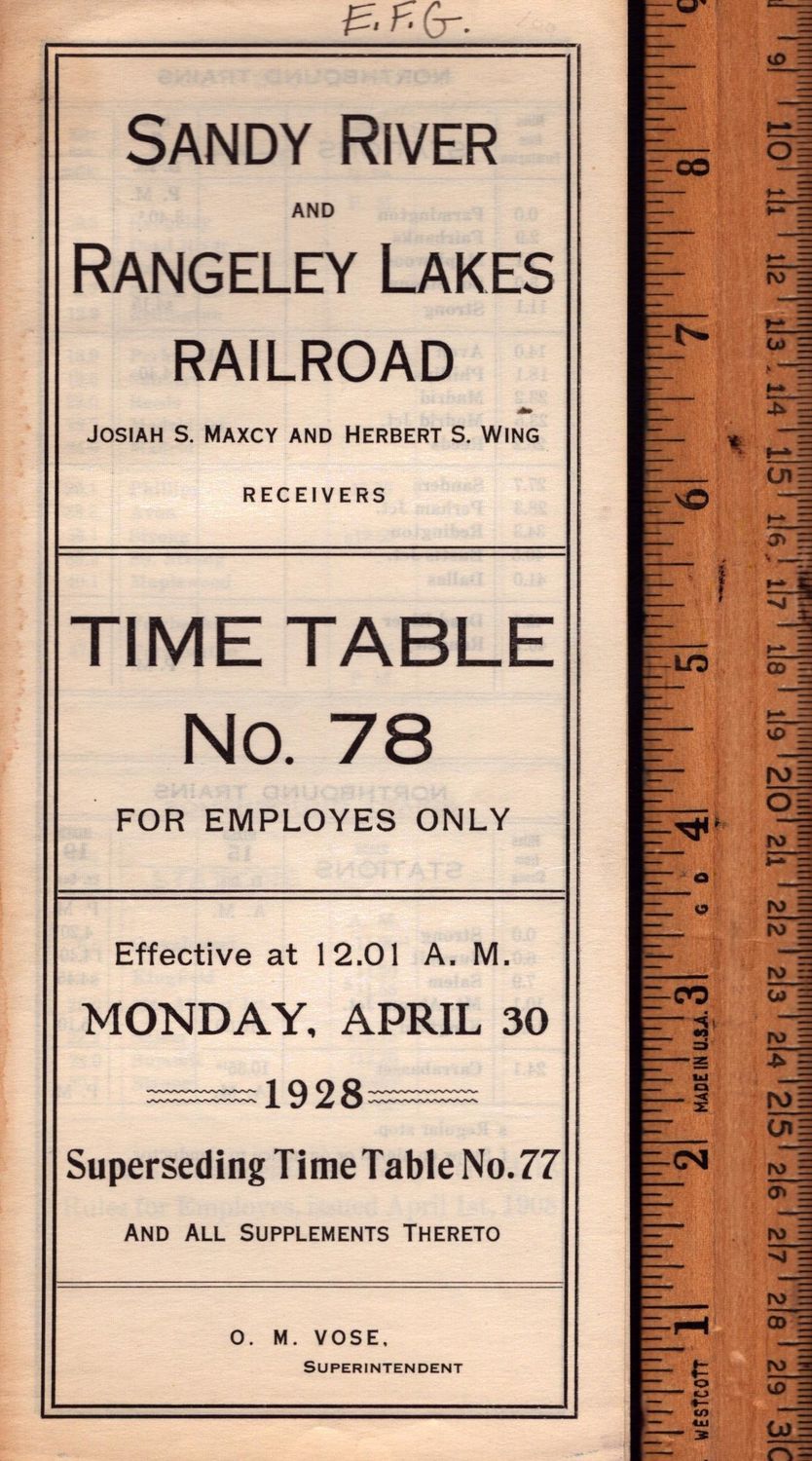 Sandy River and Rangeley Lakes Railroad 1928