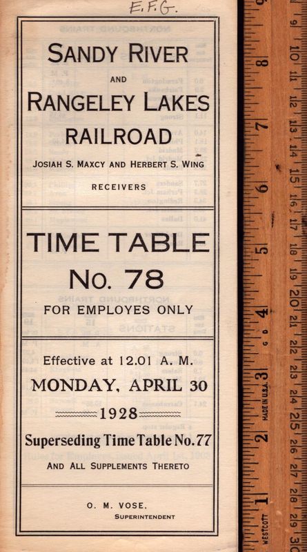 Sandy River and Rangeley Lakes Railroad 1928