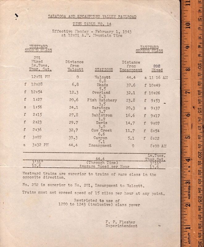 Saratoga and Encampment Valley Railroad 1943