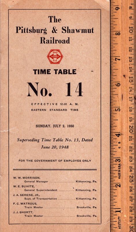 Pittsburg & Shawmut Railroad 1945