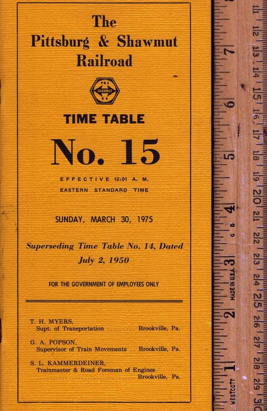 Pittsburg & Shawmut Railroad 1975