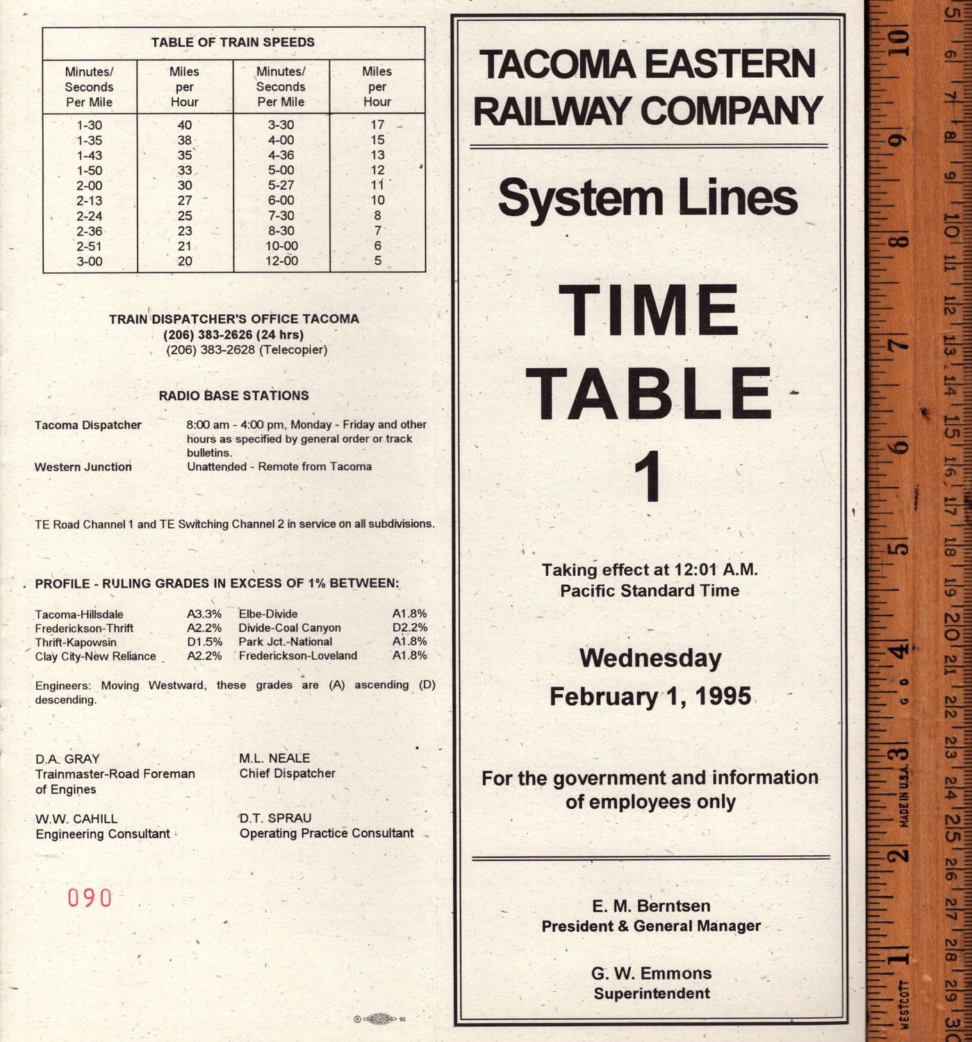 Tacoma Eastern Railway 1995