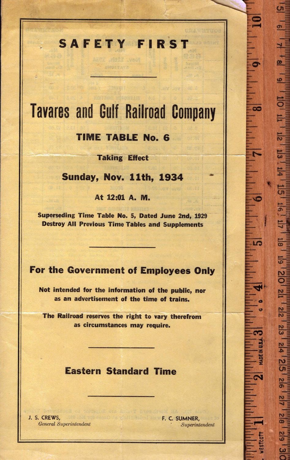 Tavares and Gulf Railroad 1934