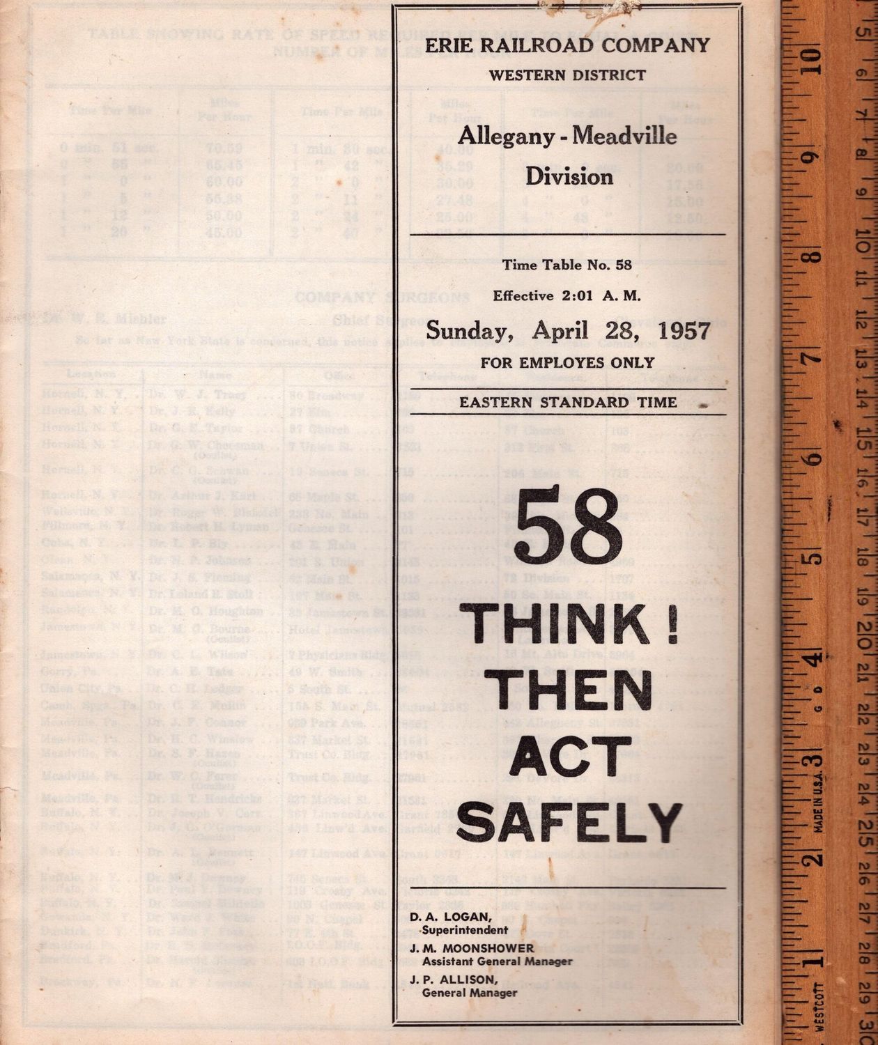 Erie Allegany-Meadville Division 1957