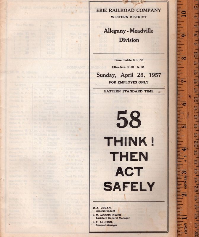Erie Allegany-Meadville Division 1957