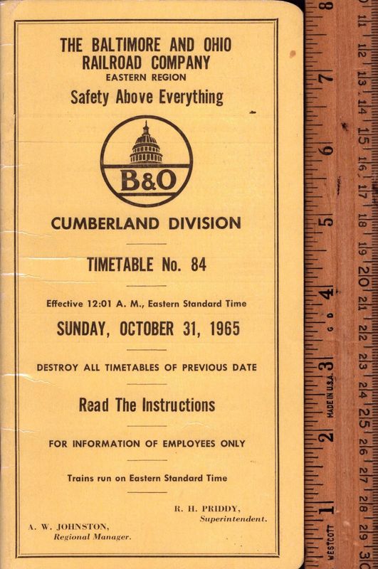 Baltimore & Ohio Cumberland Division 1965
