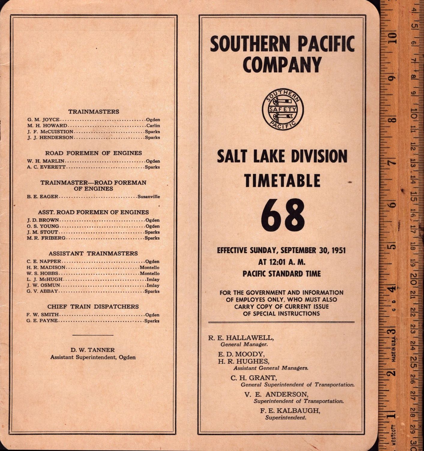 Southern Pacific Salt Lake Division 1951
