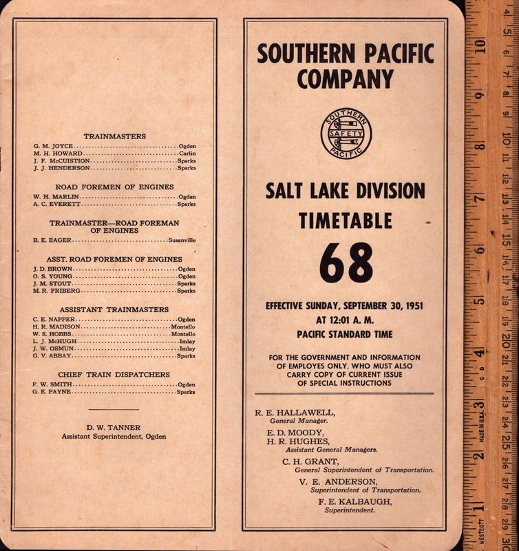 Southern Pacific Salt Lake Division 1951