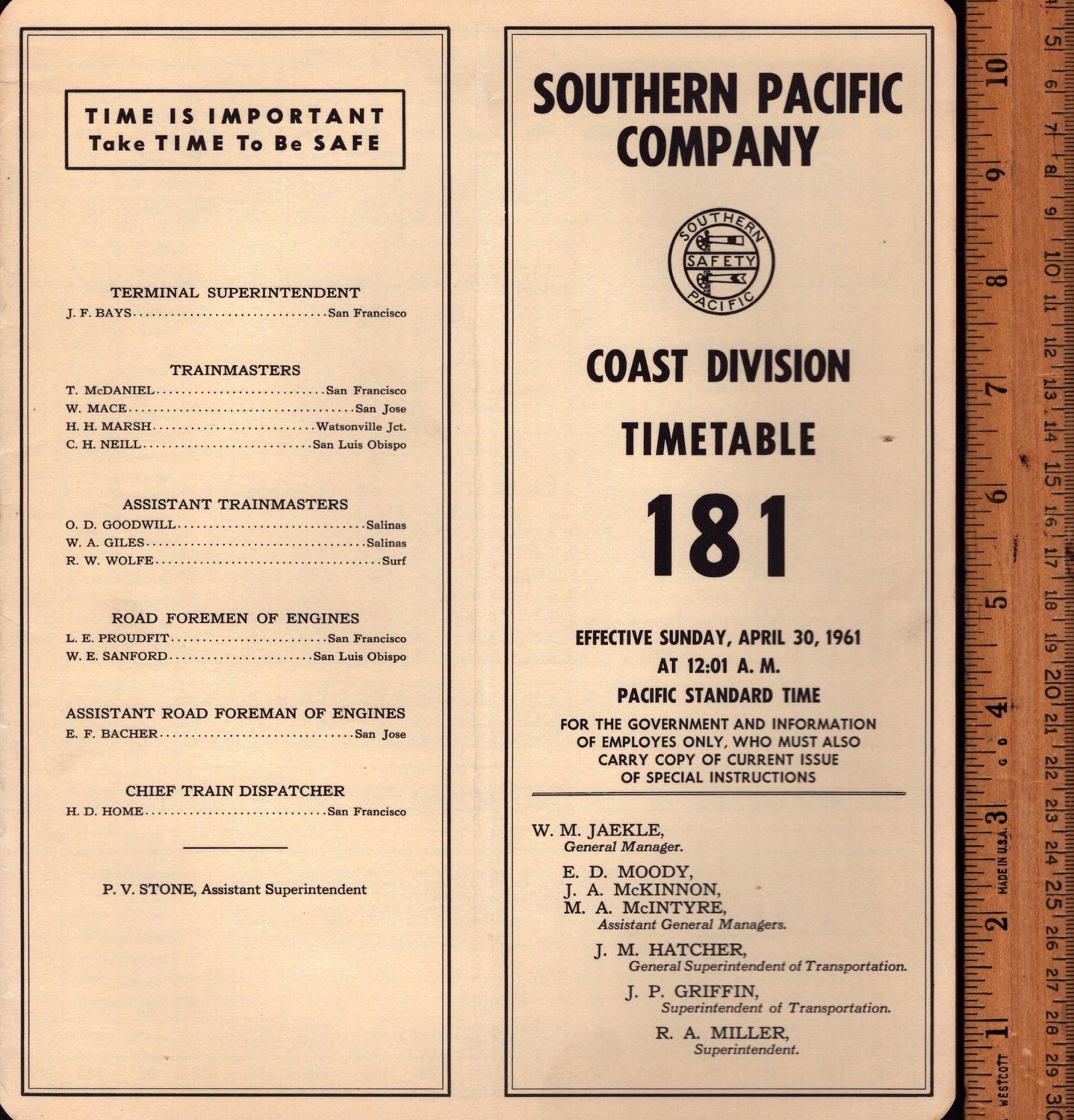 Southern Pacific Coast Division 1961