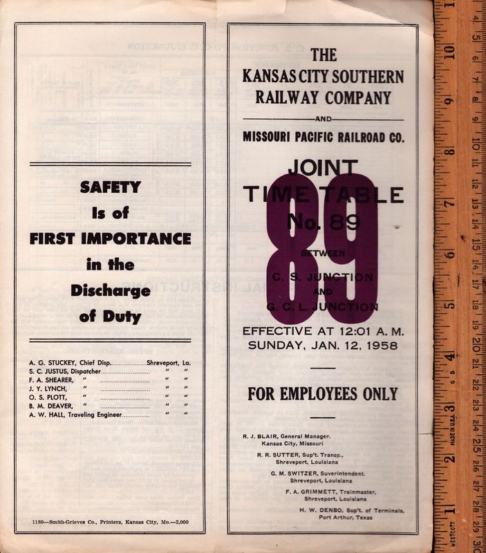 Kansas City Southern and Missouri Pacific Joint 1958