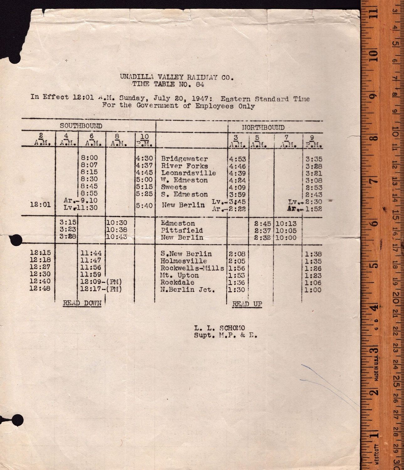 Unadilla Valley Railway 1947