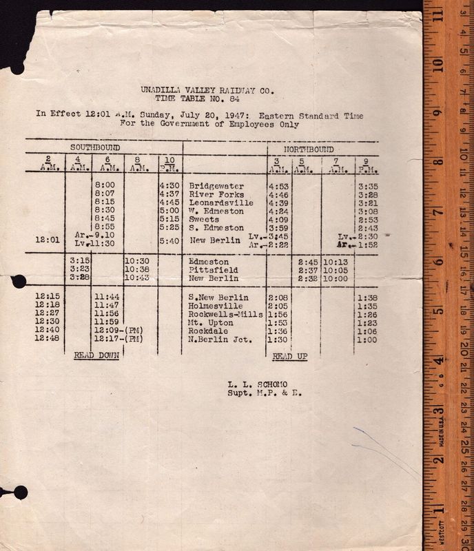 Unadilla Valley Railway 1947