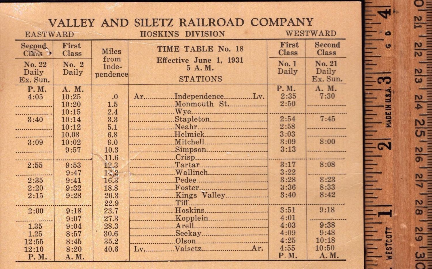 Valley & Siletz Railroad 1931