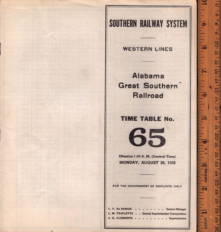 Southern Alabama Great Southern Railroad 1935