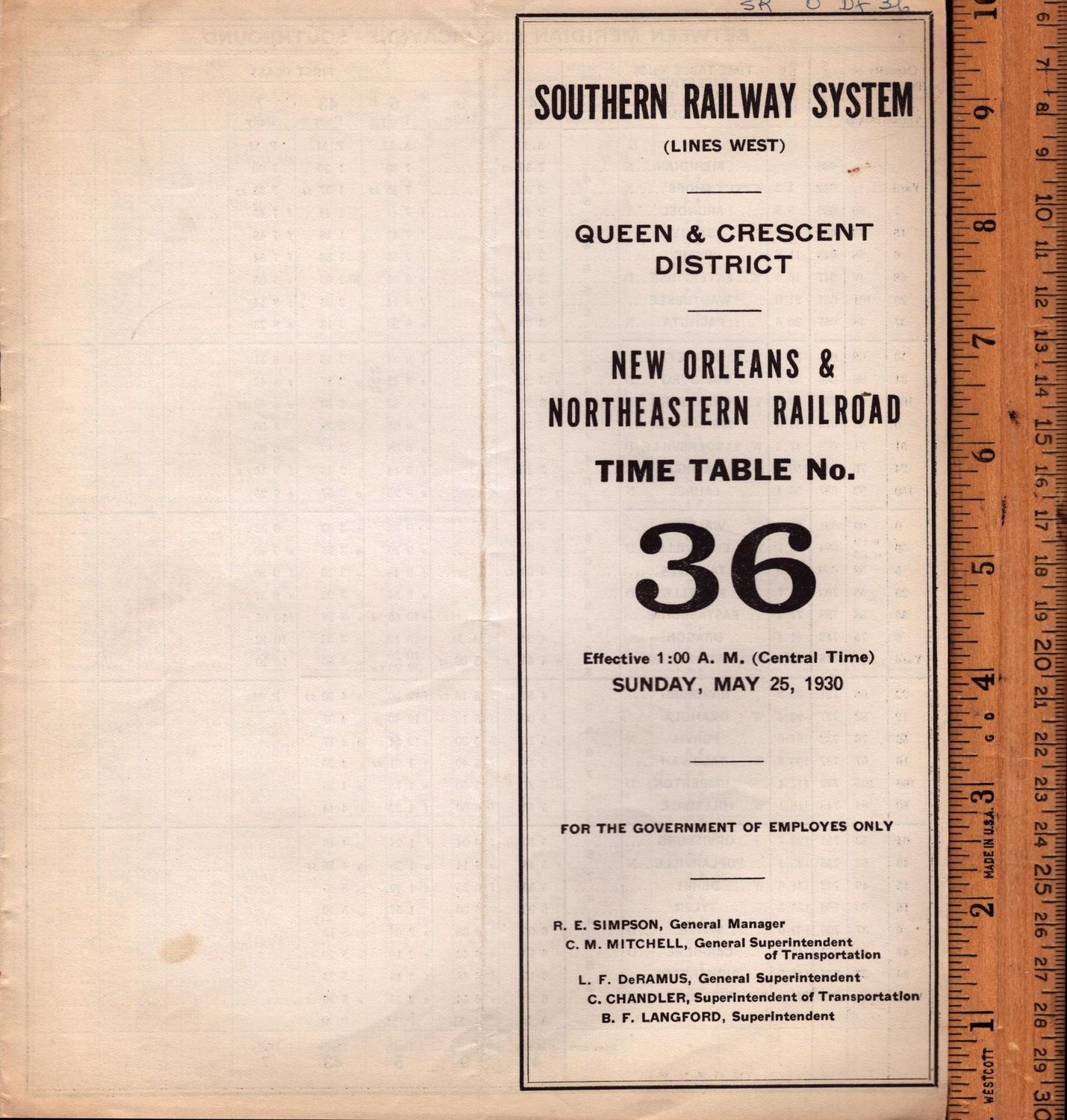 Southern New Orleans & Northeastern Railroad 1930