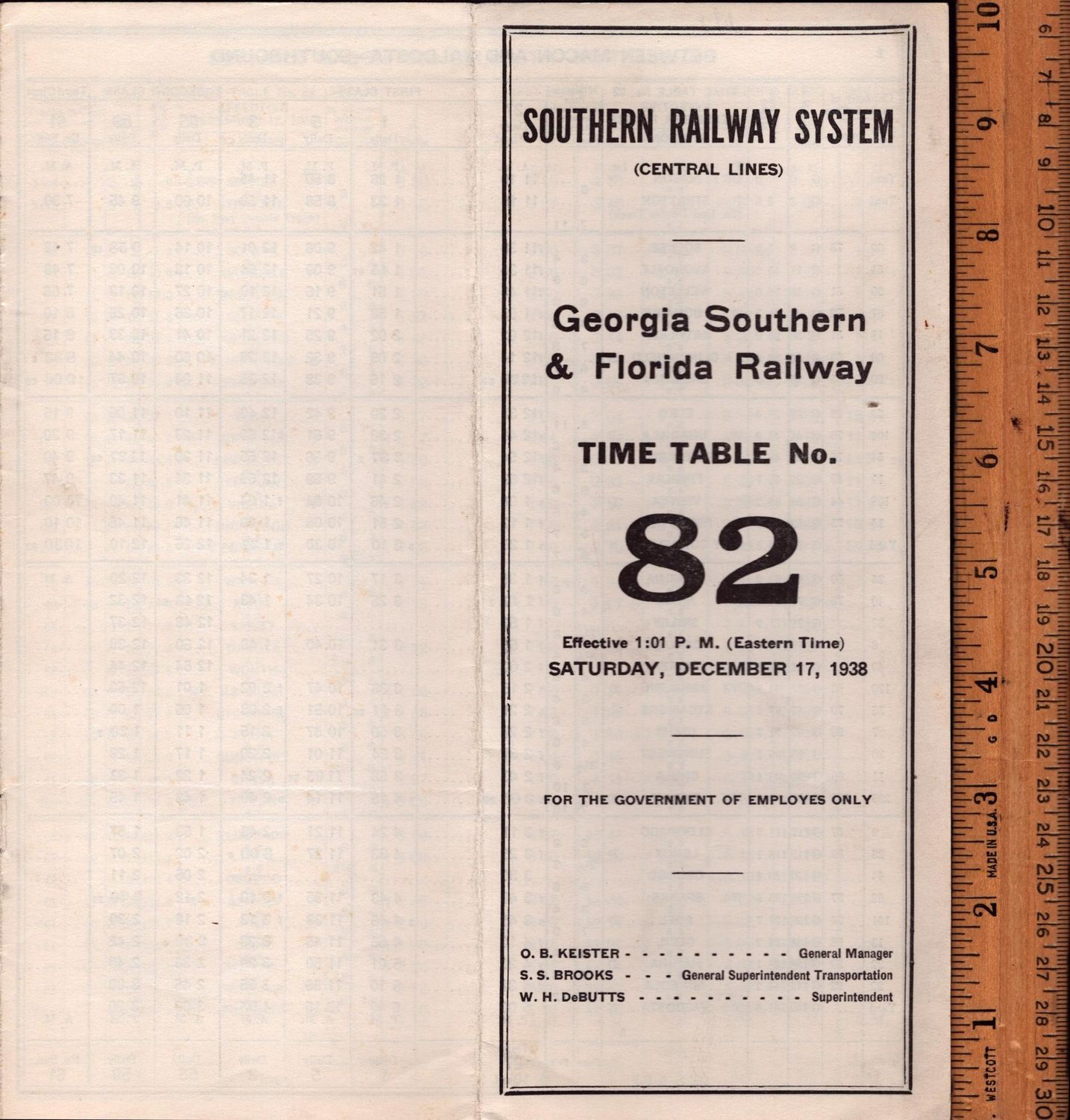 Southern Georgia Southern & Florida Railway 1938