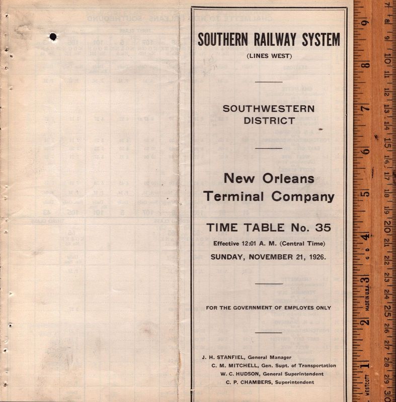 Southern New Orleans Terminal Company 1926
