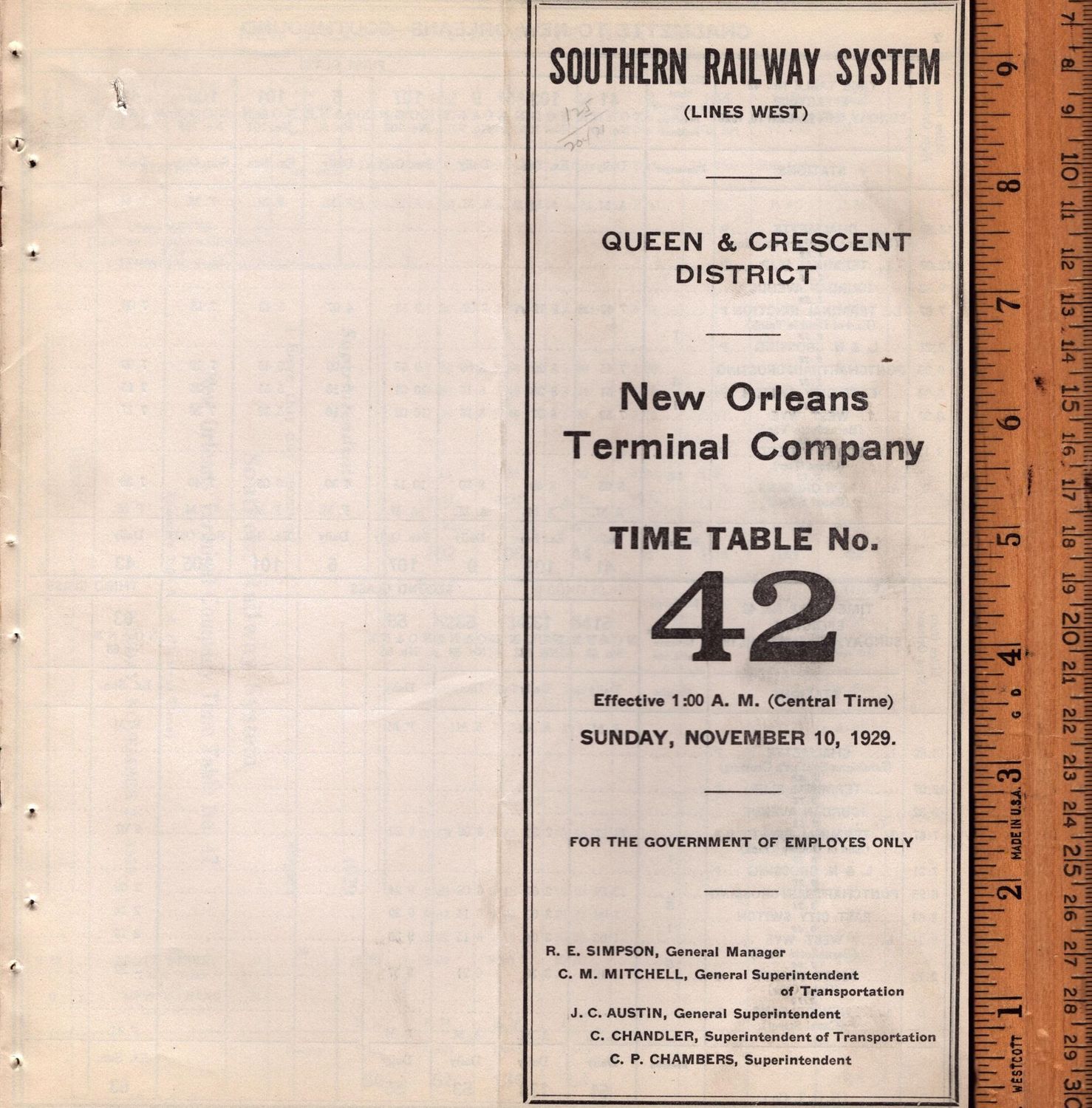 Southern New Orleans Terminal Company 1929
