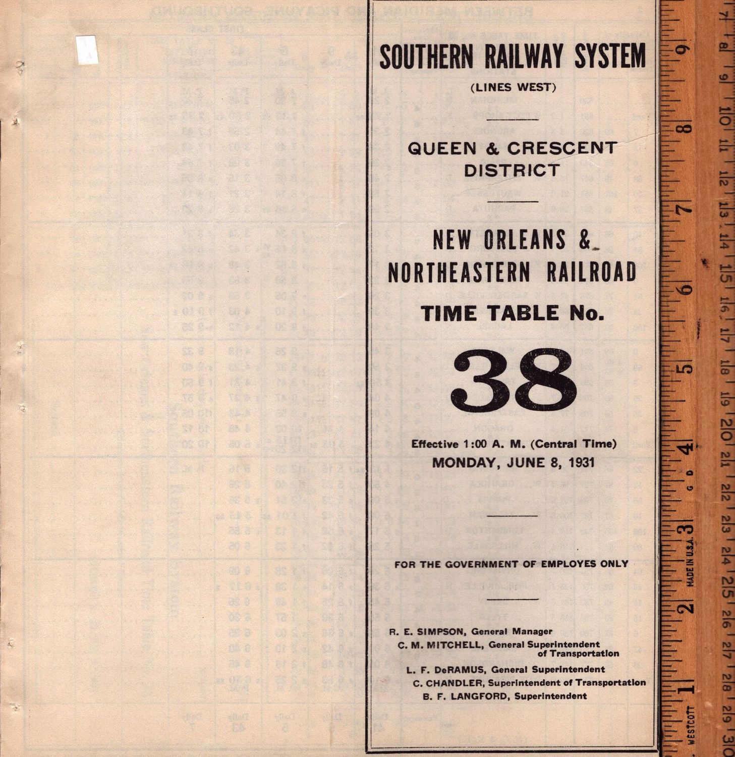Southern New Orleans & Northeastern Railroad 1931