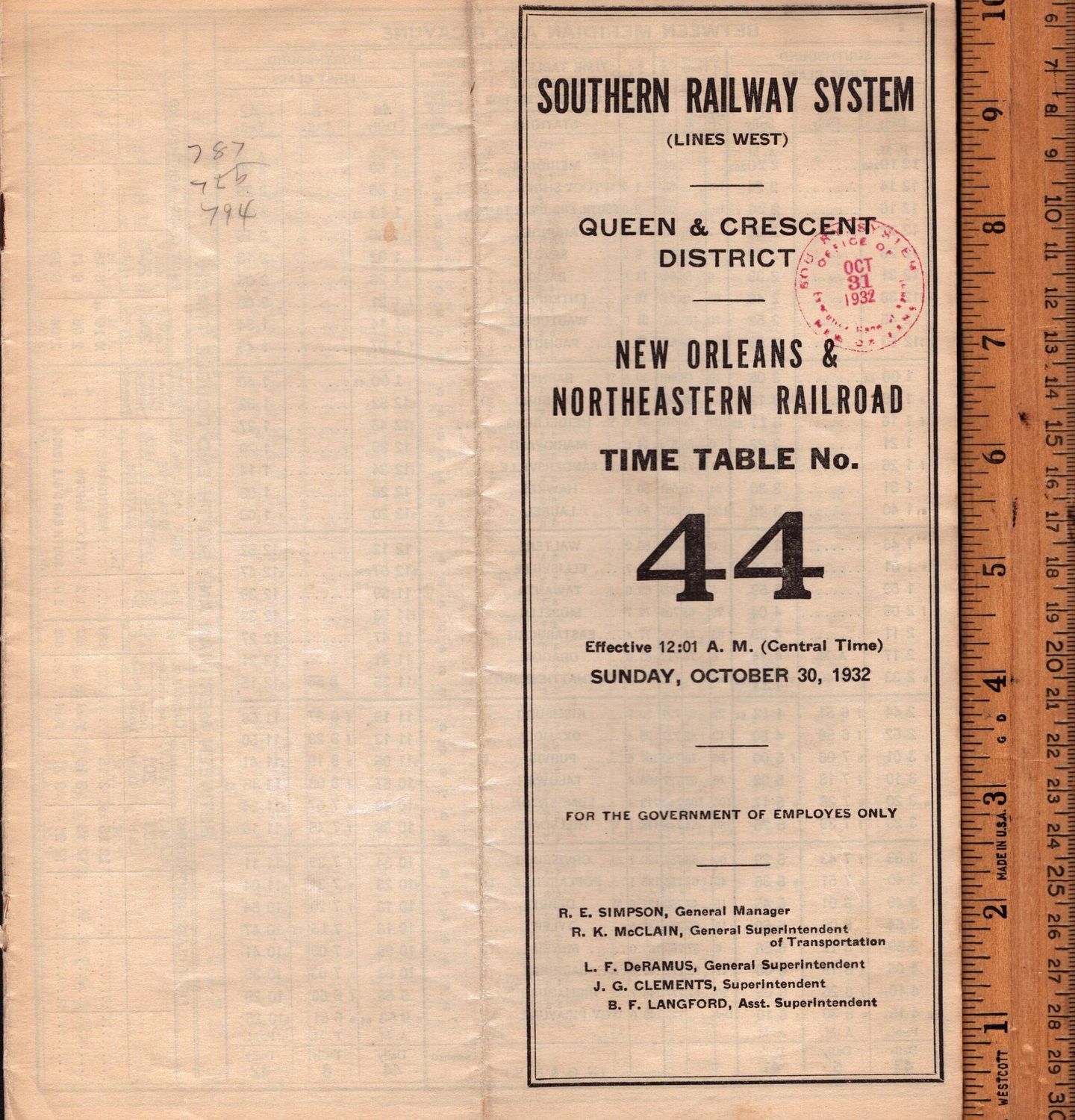 Southern New Orleans & Northeastern Railroad 1932