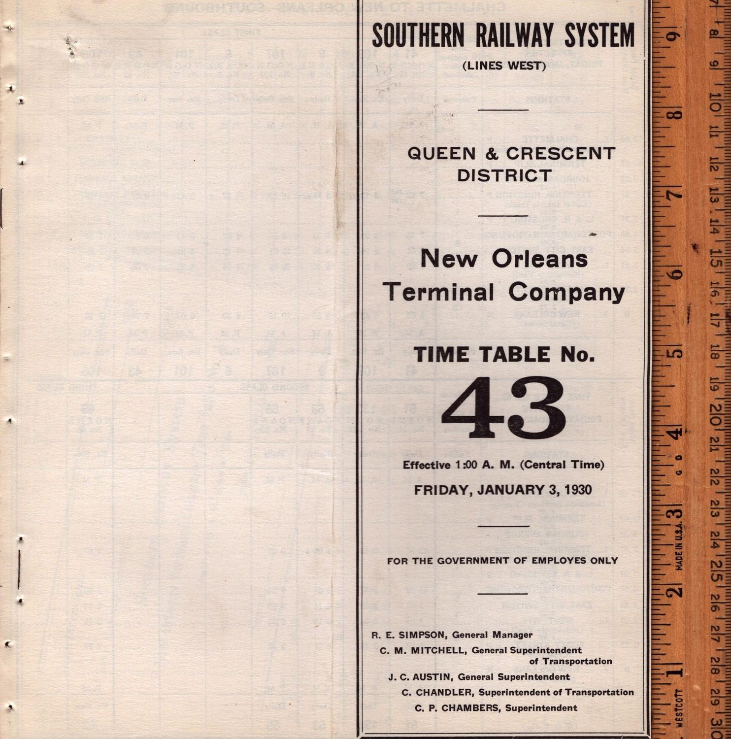 Southern New Orleans Terminal Company 1930