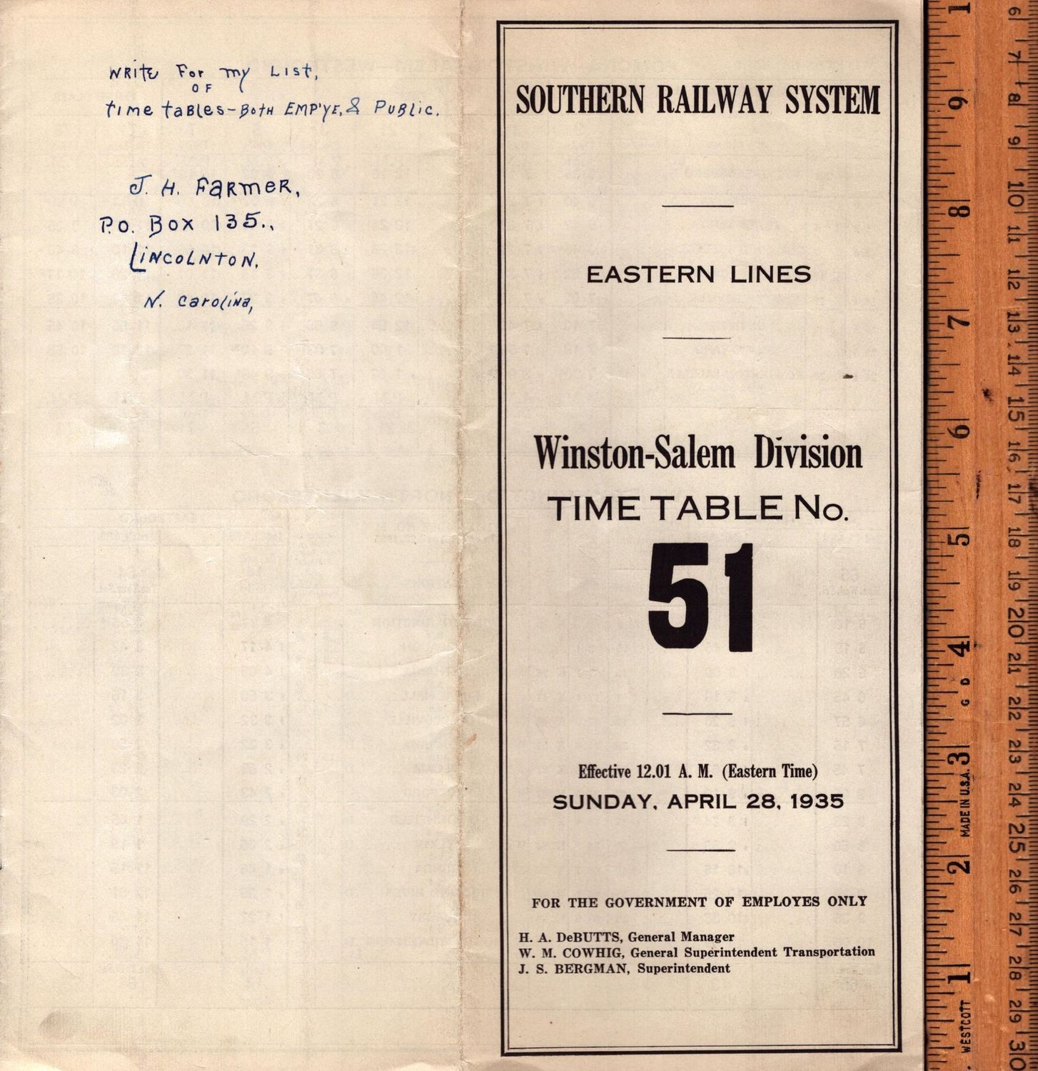 Southern Winston-Salem Division 1935