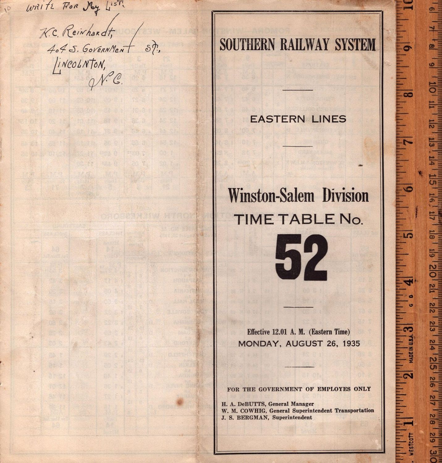 Southern Winston-Salem Division 1935