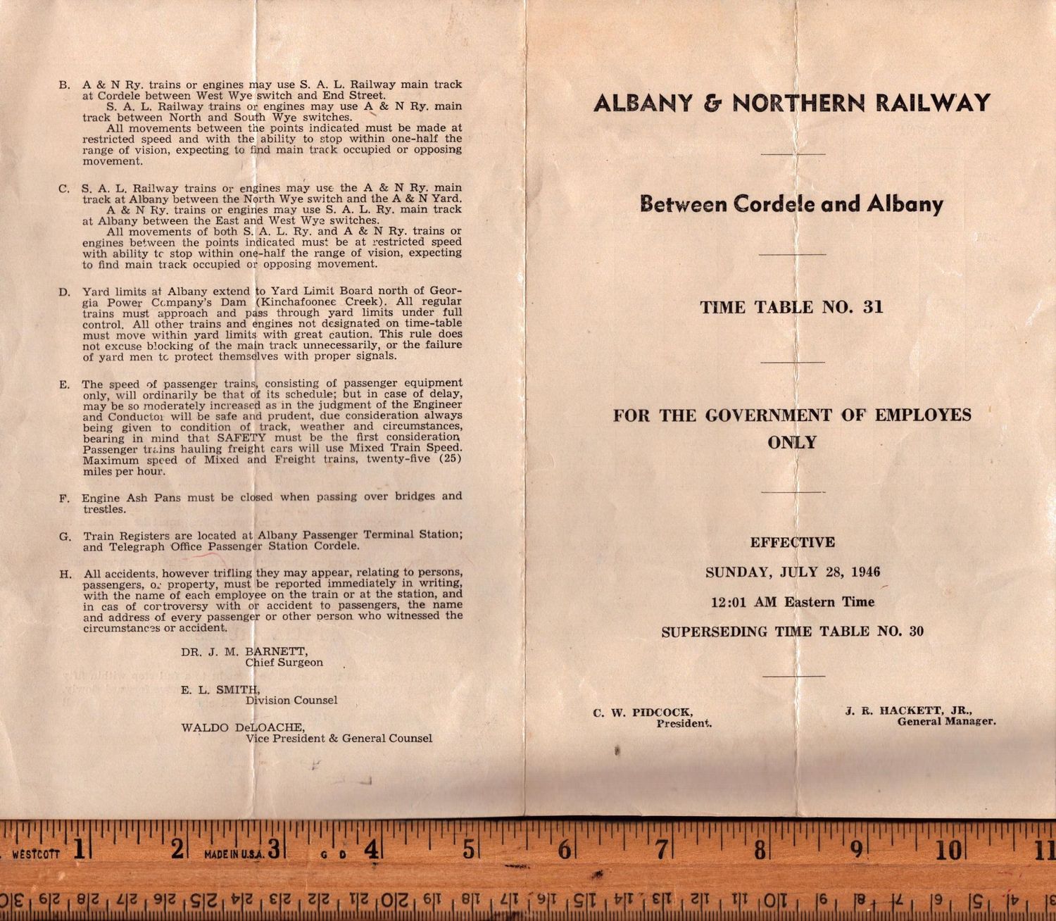 Albany & Northern Railway 1946