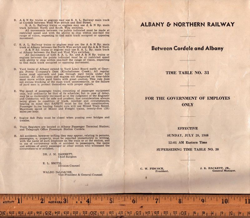 Albany & Northern Railway 1946