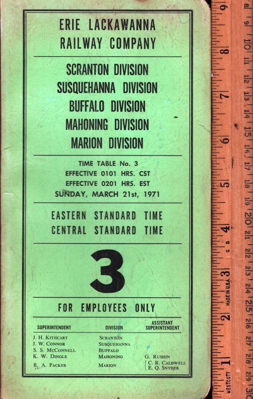 Erie Lackawanna Scranton, Susquehanna, Buffalo, Mahoning and Marion Divisions 1971