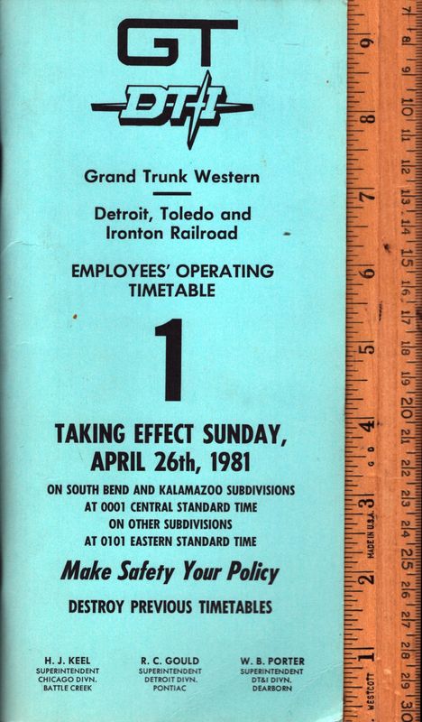 Grand Trunk Western / Detroit, Toledo & Ironton Railroads 1981