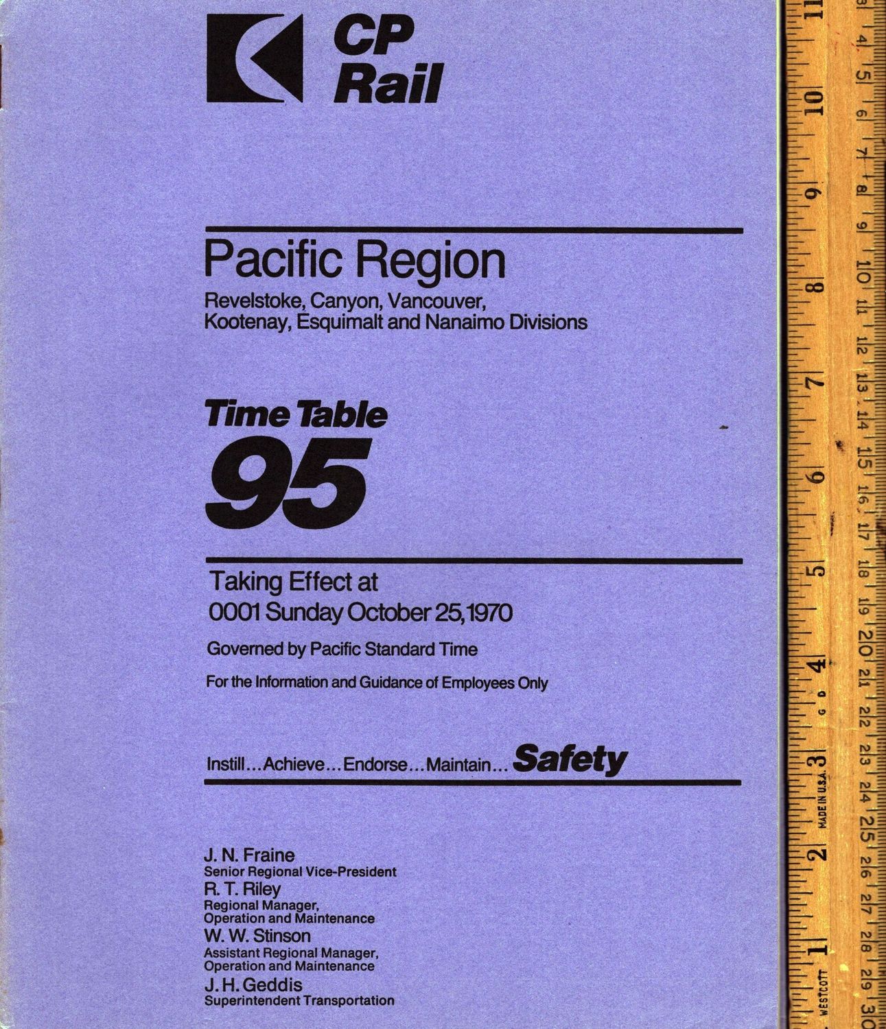 CP Rail Revelstoke, Canyon, Vancouver, Kootenay, Esquimalt and Nanaimo Divisions 1970