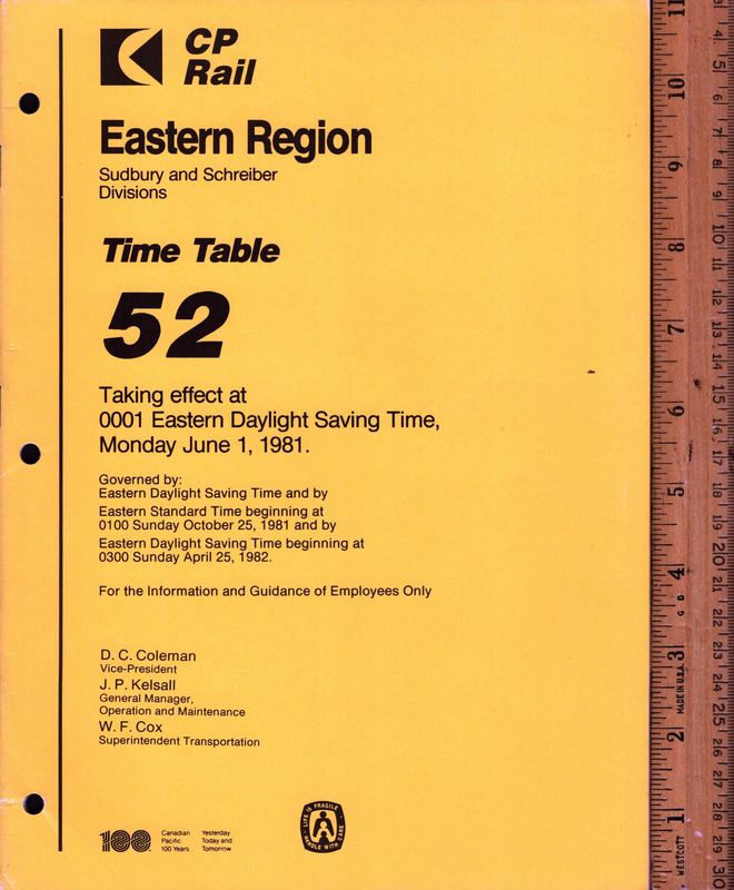 CP Rail Sudbury and Schreiber Divisions 1981