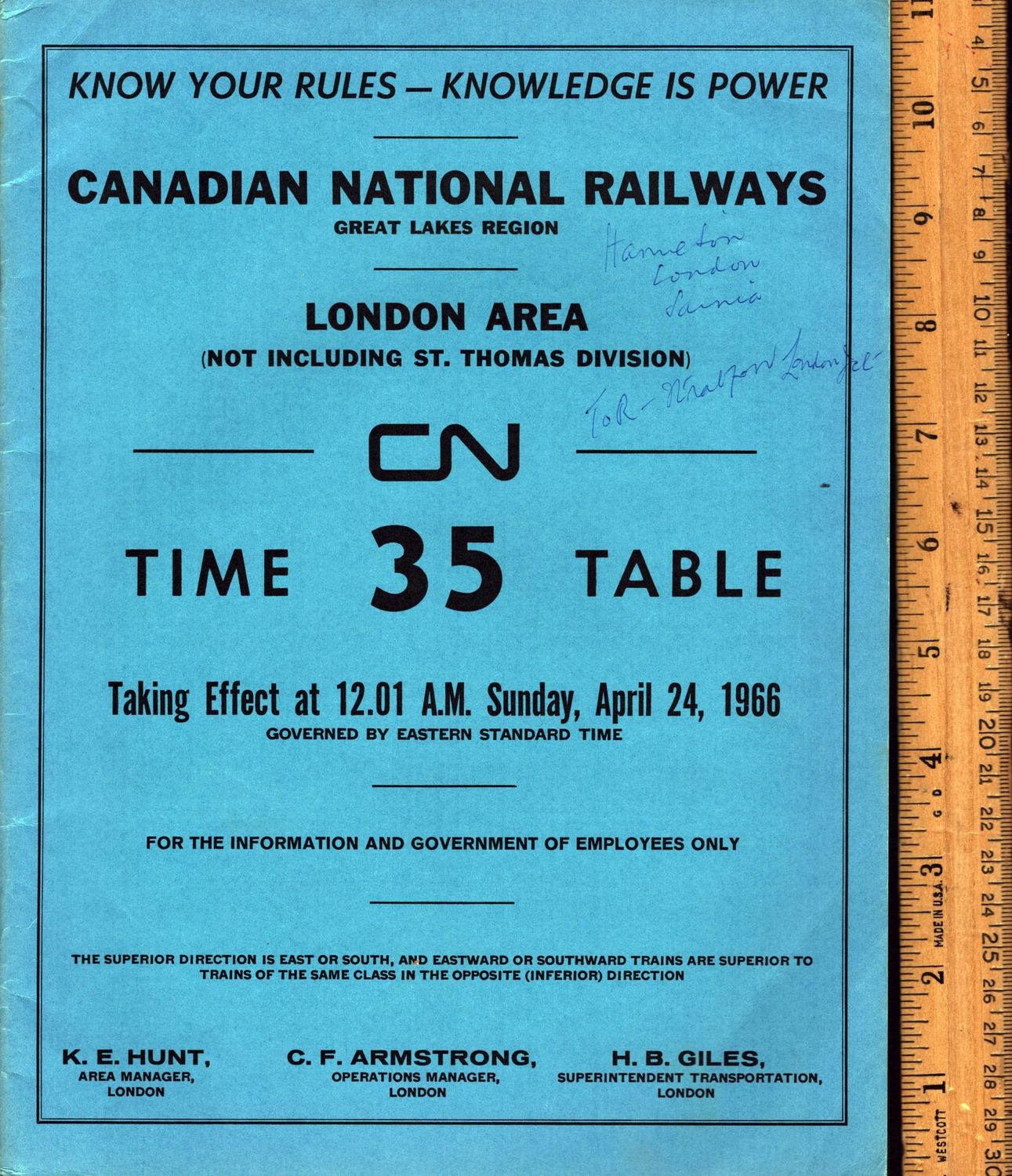 Canadian National London Area 1966