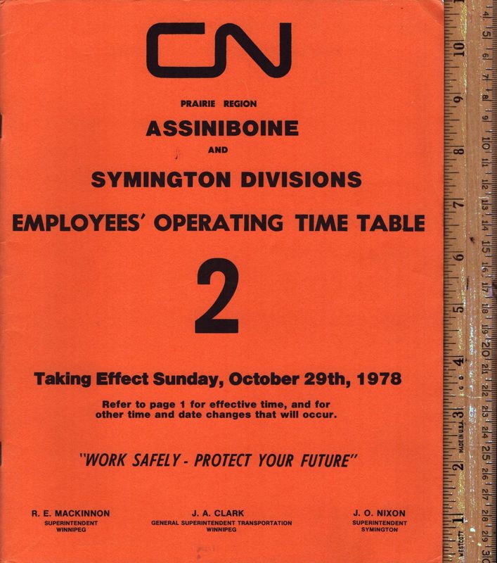 Canadian National Assiniboine and Symington Divisions 1978