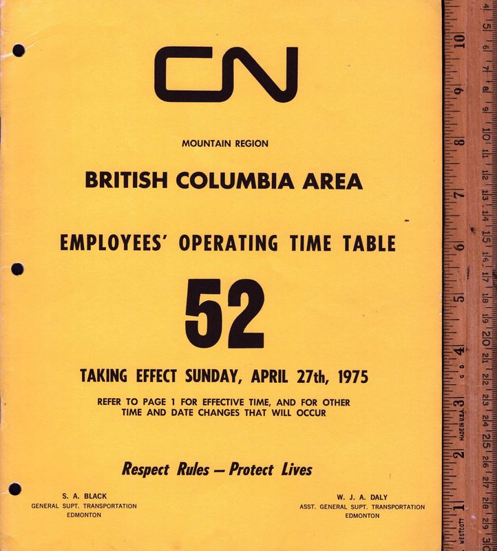 Canadian National British Columbia Area 1975