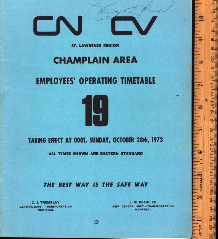 Canadian National Champlain Area 1973