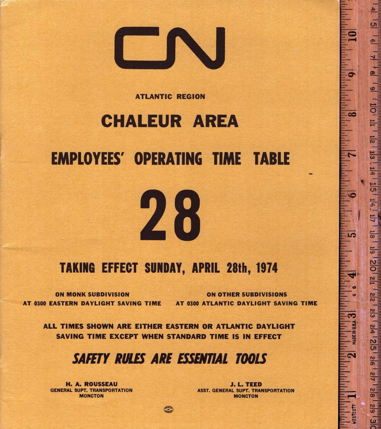 Canadian National Chaleur Area 1974