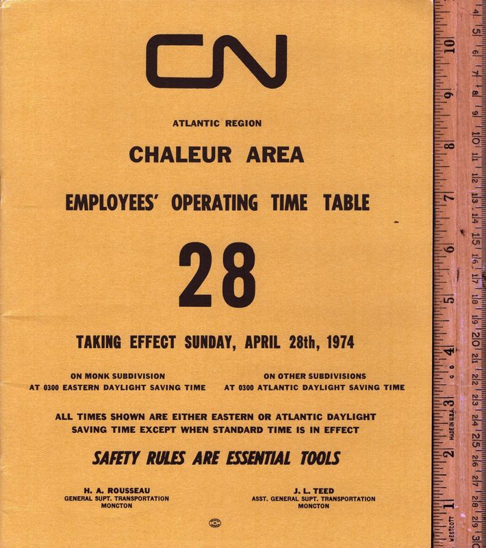 Canadian National Chaleur Area 1974