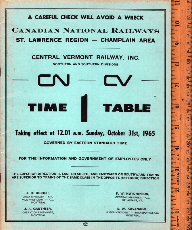 Canadian National Champlain Area / Central Vermont Railway 1965