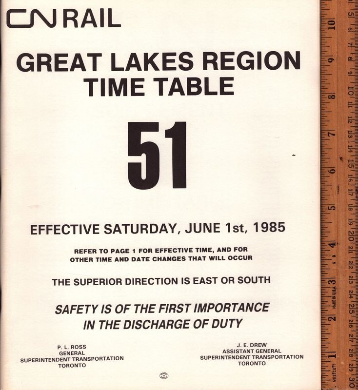 Canadian National Great Lakes Region 1985
