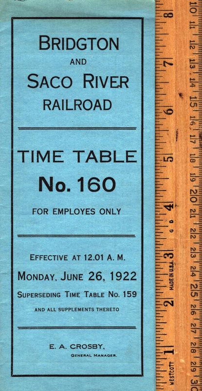 Bridgton and Saco River Railroad 1922