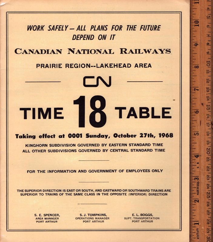 Canadian National Lakehead Area 1968