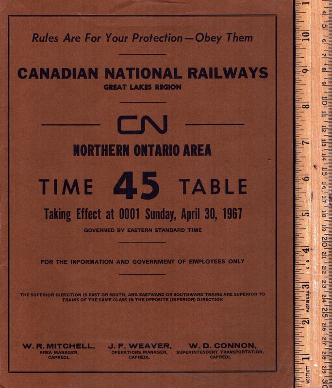 Canadian National Northern Ontario Area 1967