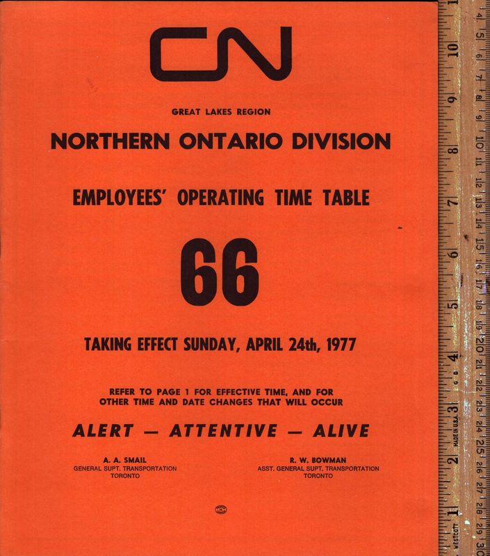 Canadian National Northern Ontario Division 1977