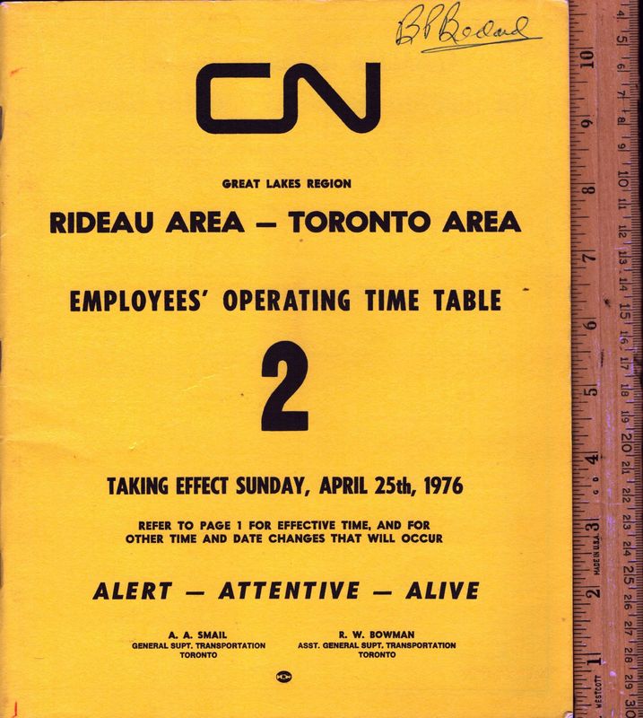 Canadian National Rideau Area - Toronto Area 1976