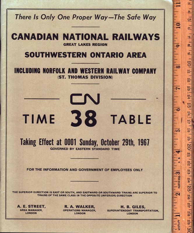 Canadian National Southwestern Ontario Area 1967