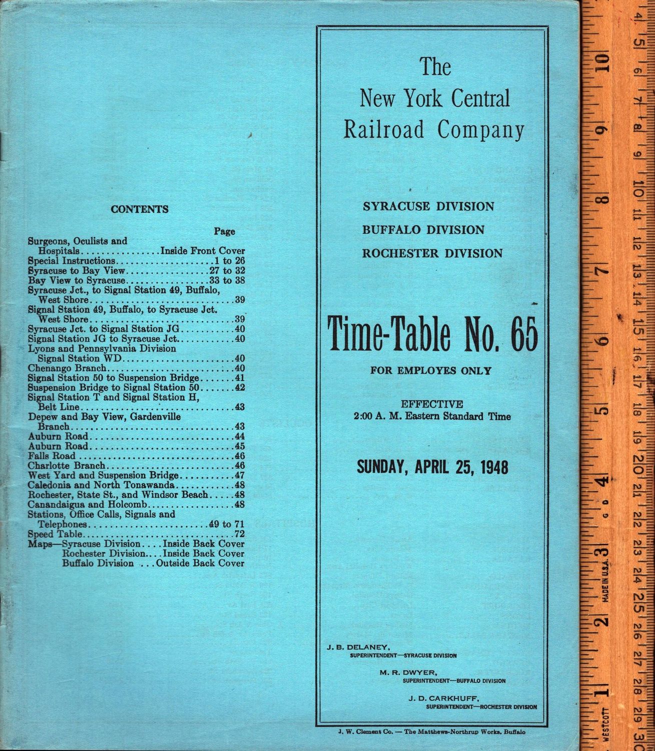 New York Central Syracuse, Buffalo & Rochester Divisions 1948