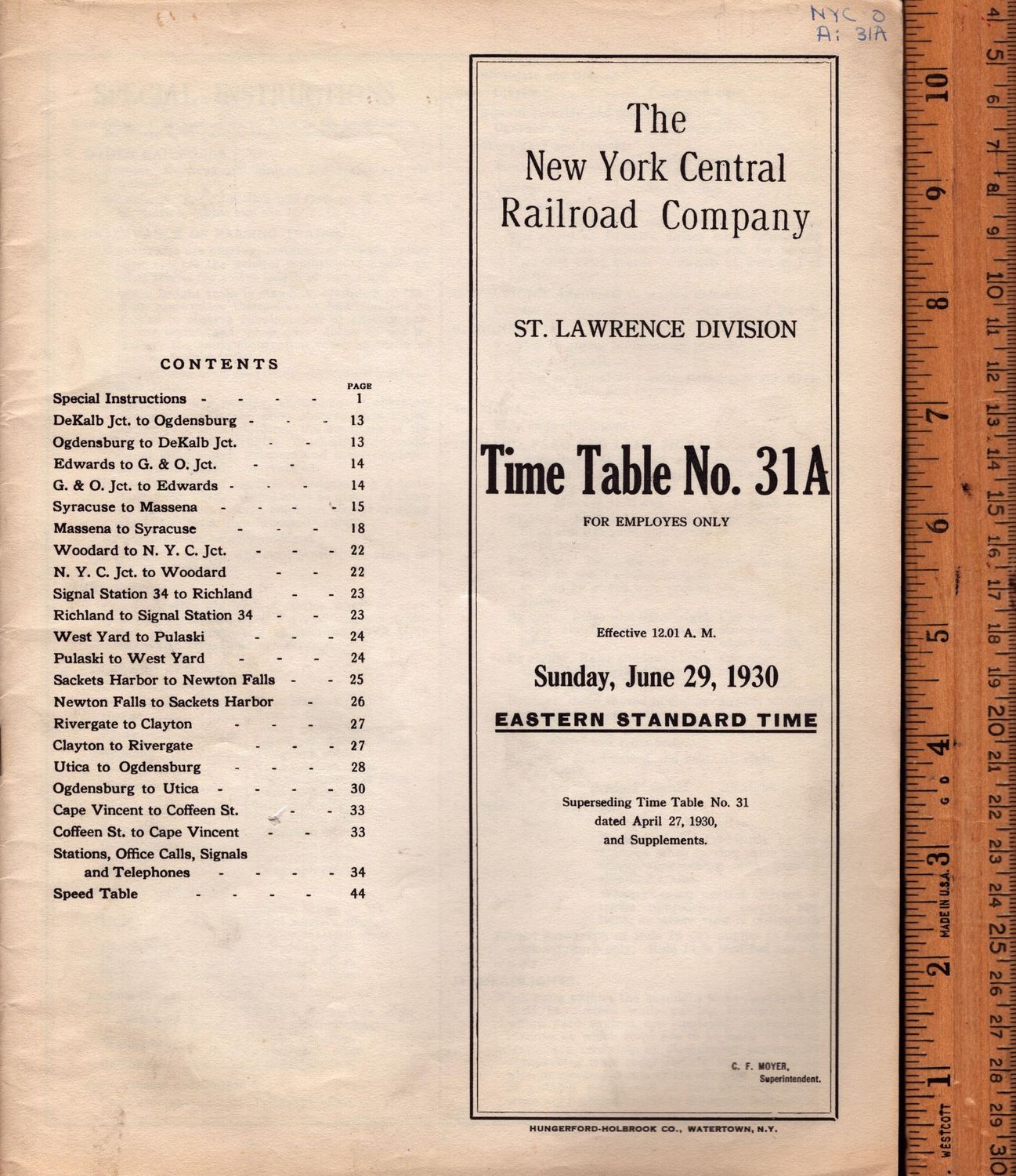 New York Central St. Lawrence Division 1930